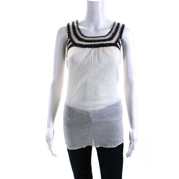 Calypso Saint Barth Womens Crochet Plisse Off Shoulder Top Blouse White Small - Picture 1 of 7